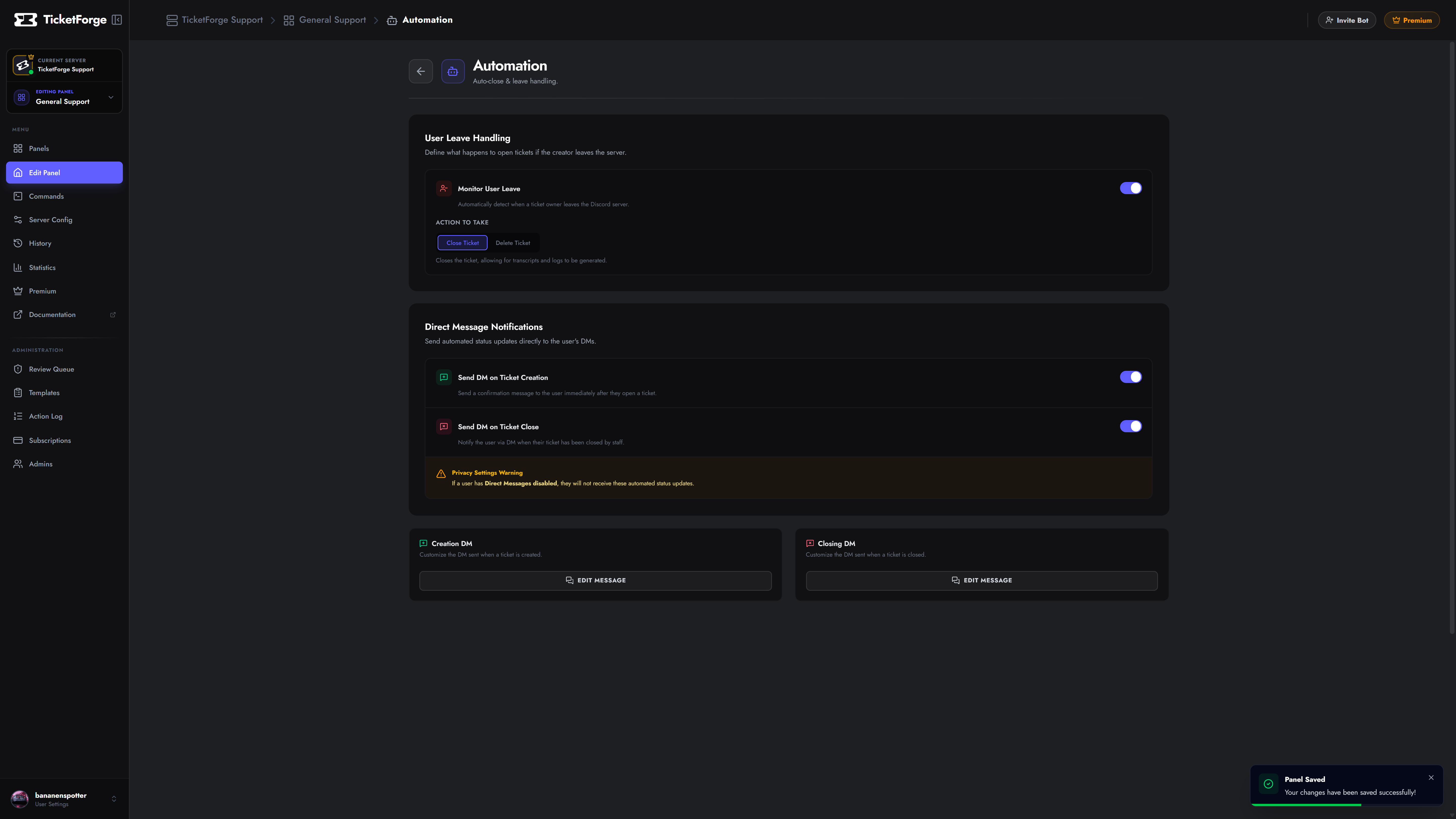 Automation Settings