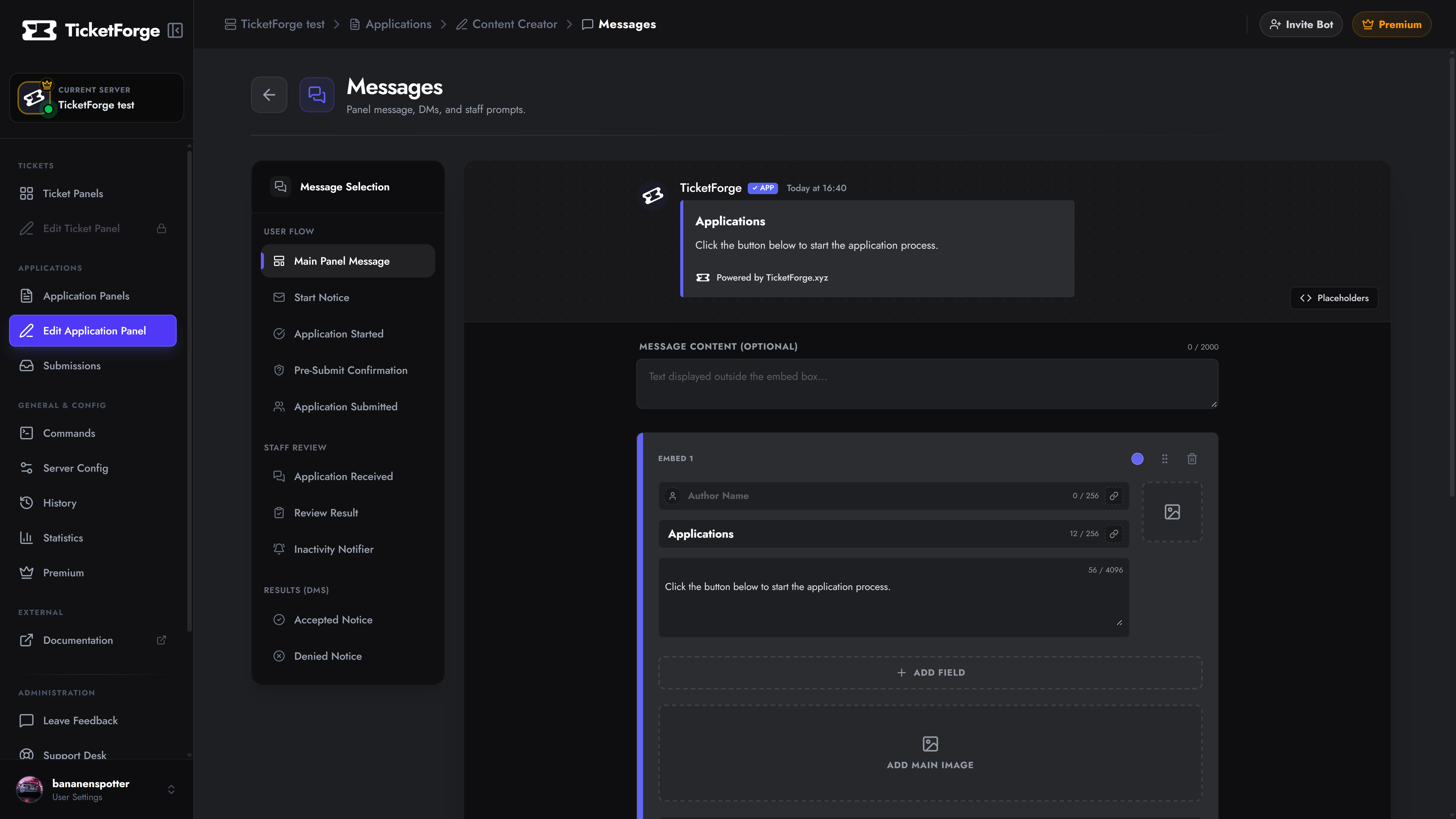 Application Message Canvas Editor