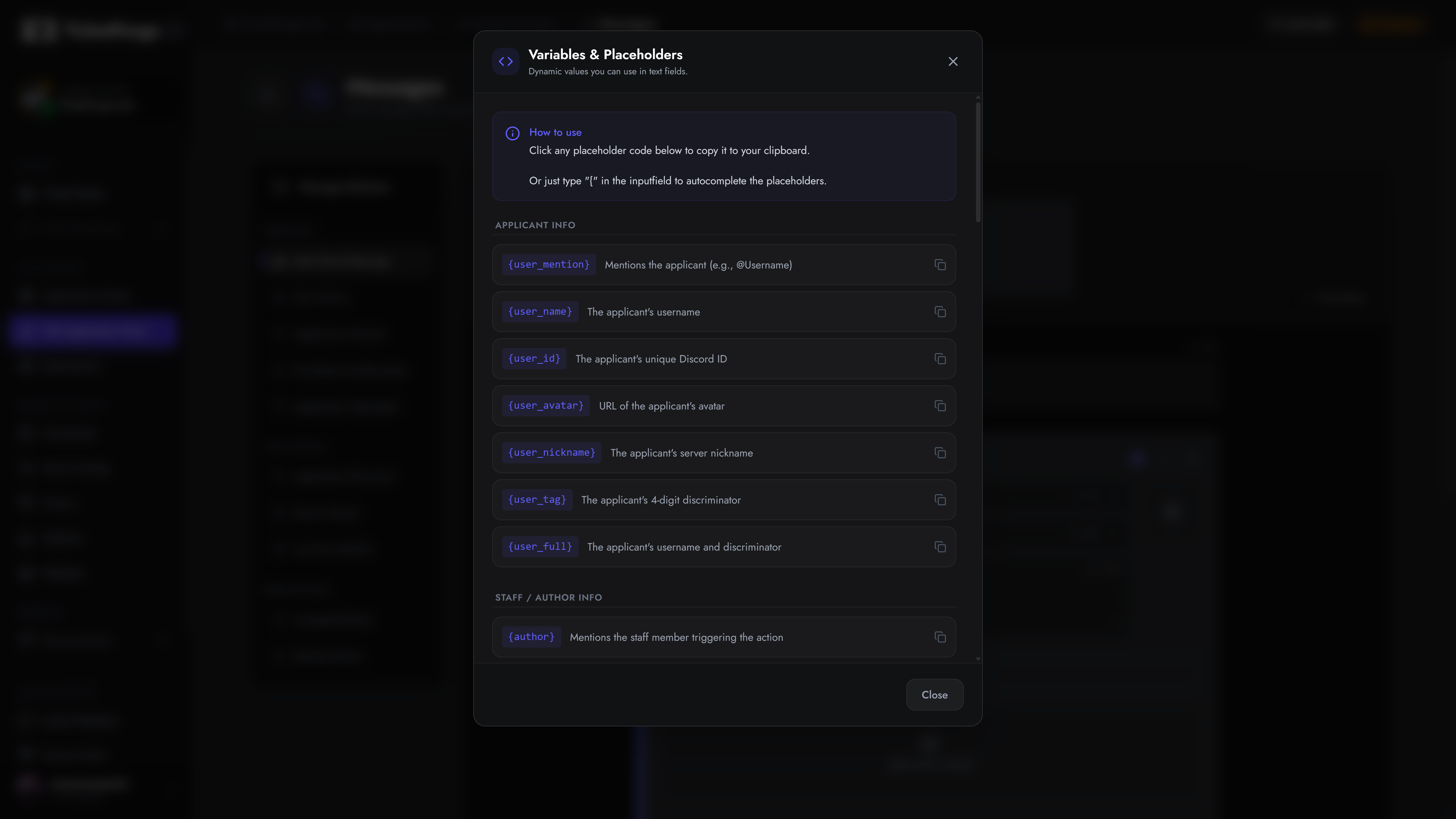 Variable Options