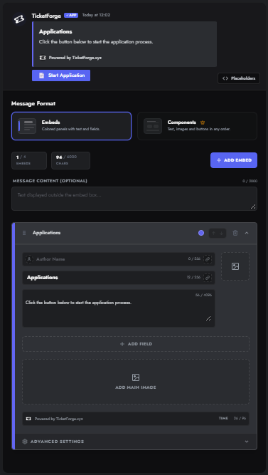 Classic Application Embeds (V1) Canvas Editor