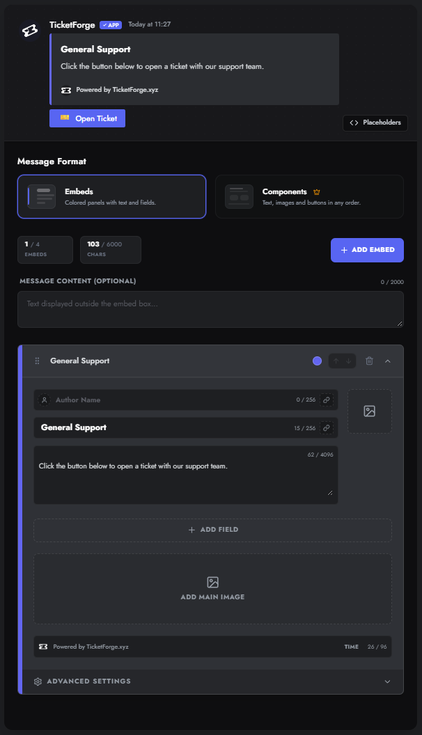 Classic Embeds (V1) Canvas Editor